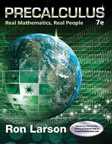 Precalculus Real Mathematics Real People 7Th Edition by  -