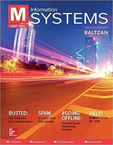M Information Systems 4Th Edition by Paige Baltzan Publisher: McGraw Hill Higher Education, Year: 2017 nnReturn and Refund: 30 days free exchange for quality issues such as missing pagesnnSupport: For any question before & after sales, simply support@shelfandstory.comnnFeature: Searchable and zoomable texts / Permanent access / Can be read on major smart devices -