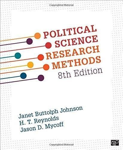 Political Science Research Methods 8Th Edition by Janet Buttolph Johnson, H. T. Reynolds, Jason D. Mycoff Year: 2015 - 1506307825
