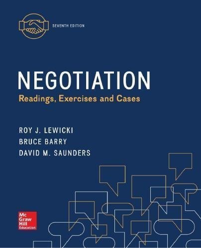 Negotiation Readings Exercises And Cases 7Th Edition by Roy J. Lewicki - 0077862422