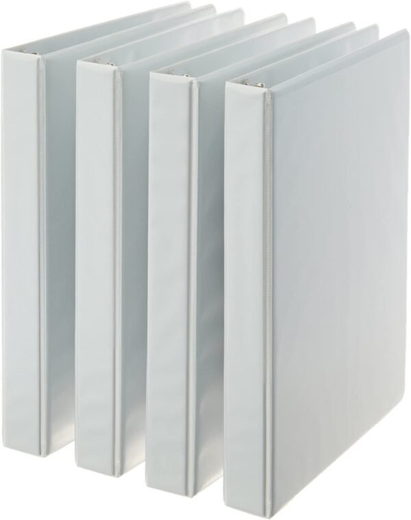 3-Ring Binder, 1 Inch - White, 4-Pack by  -